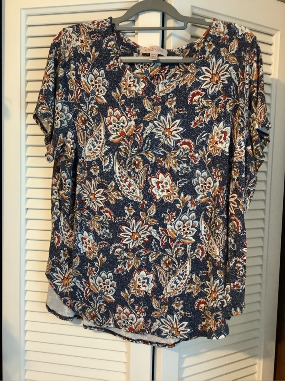 Philosophy Navy Floral Short-Sleeve Top size 2x